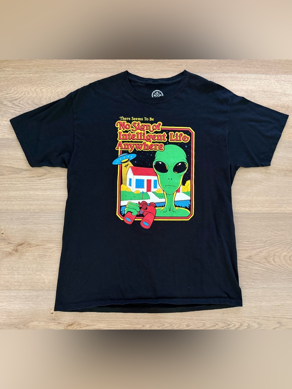 DOM It’s About The Art Alien UFO Graphic Tee Size L Black